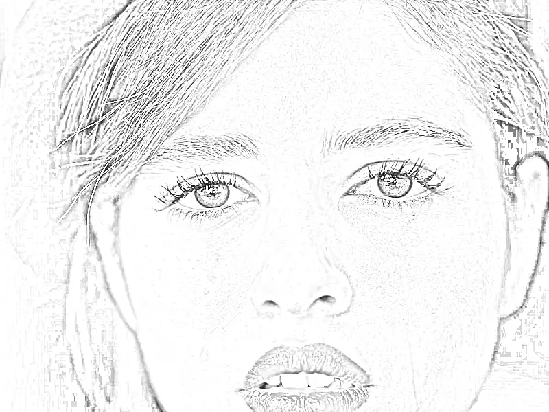 Original photo sample is transformed into a pencil sketch